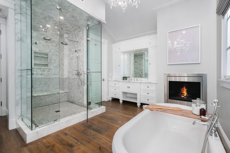 Contemporary Shower and Tub Area